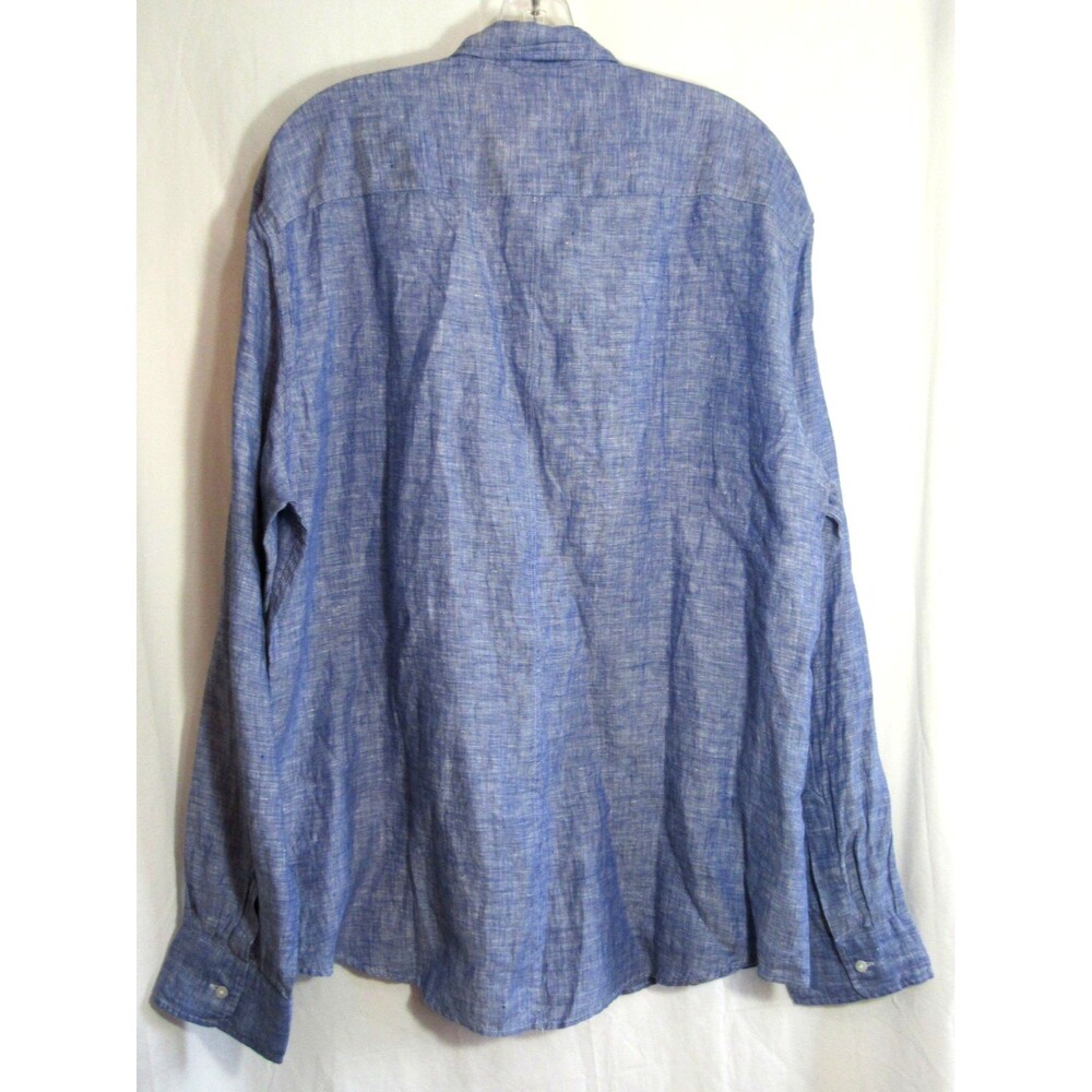 Frank & Eileen Finbar Blue Linen Button Down Long Sleeve Shirt Size XL NWOT - Picture 2 of 5